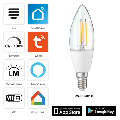 Alecto SMARTLIGHT130 - Lampe LED à filament intelligent avec Wi-Fi