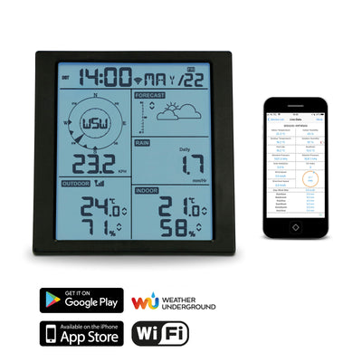 Alecto WS5200 - Station météo professionnelle 6 en 1 avec Wi-fi, app et capteur extérieur sans fil , noir