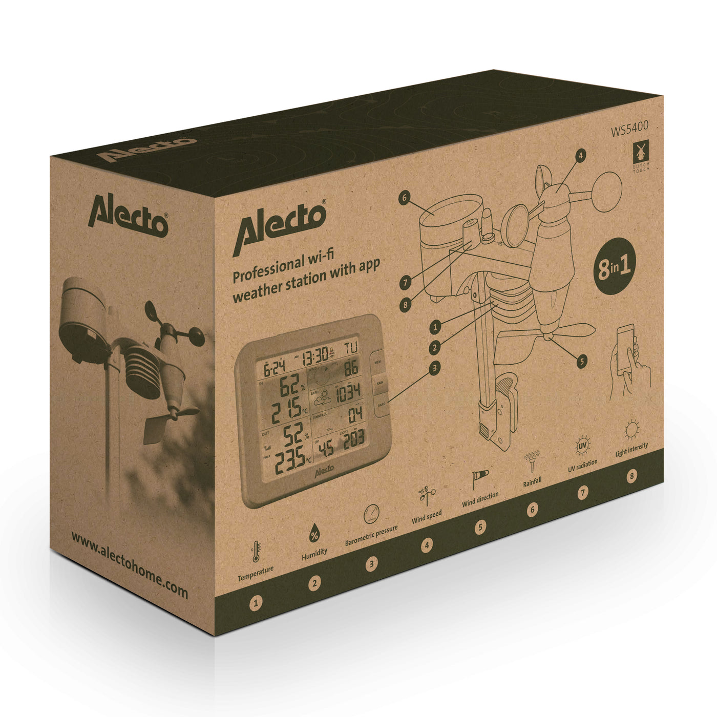 Alecto Ws5400 - Station Météo Professionnelle 8 En 1 Avec Wi-fi, App Et  Capteur Extérieur Sans Fil , Blanc à Prix Carrefour