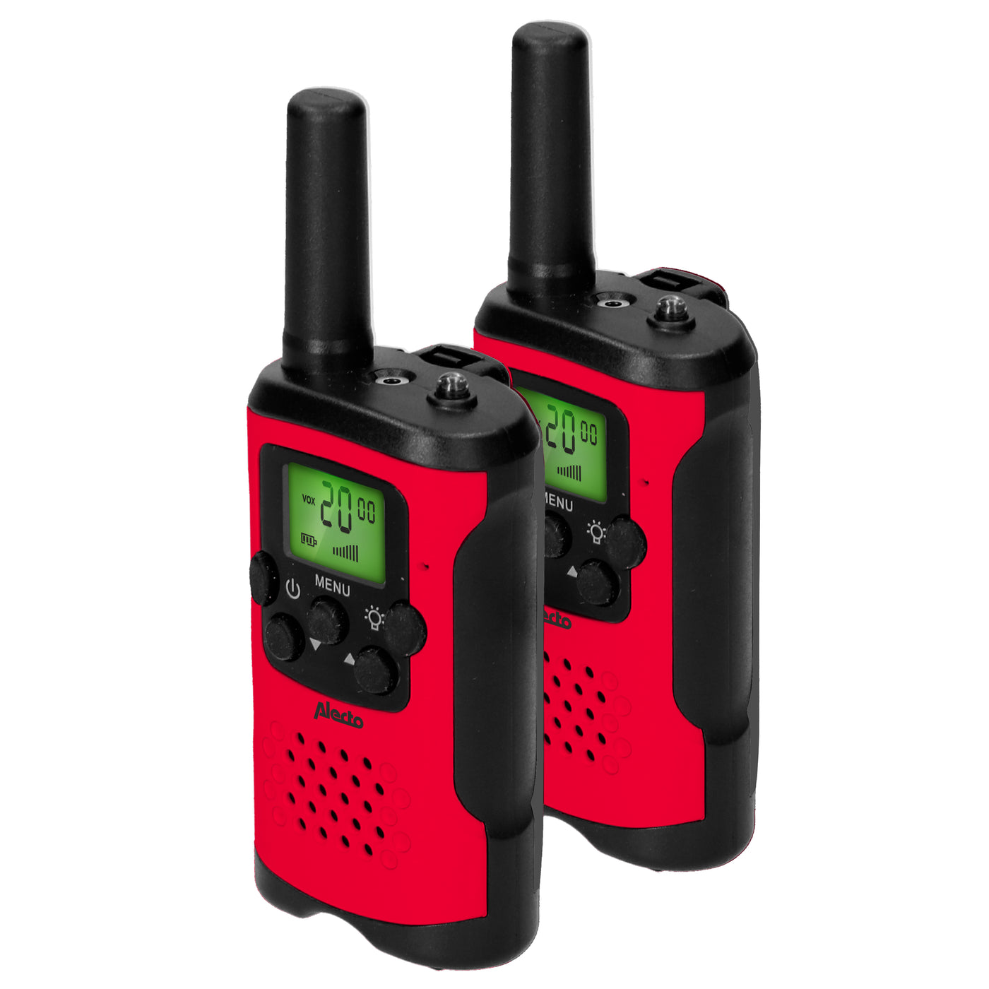 Alecto FR115RD - Lot de deux talkie-walkies pour enfants, Portée jusqu’à 7 kilomètres, rouge/noir