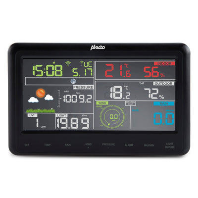 Alecto WS-5500 - Station météo professionnelle 8 en 1 avec Wi-fi, app et capteur extérieur sans fil , noir