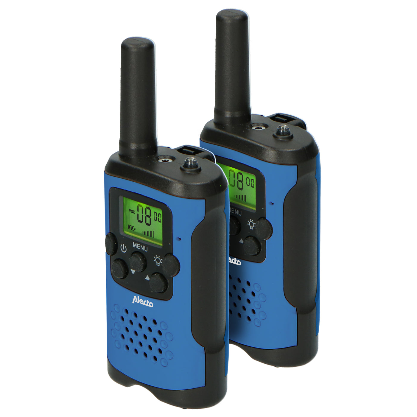 Alecto FR-115BW - Lot de deux talkie-walkies pour enfants, Portée jusqu’à 7 kilomètres, blue/noir