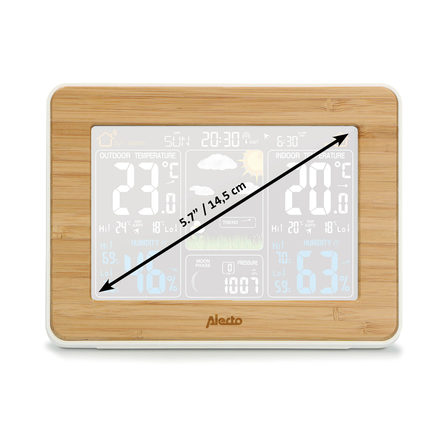 Alecto WS-1560 - Station météo avec capteur extérieur sans fil, bambou