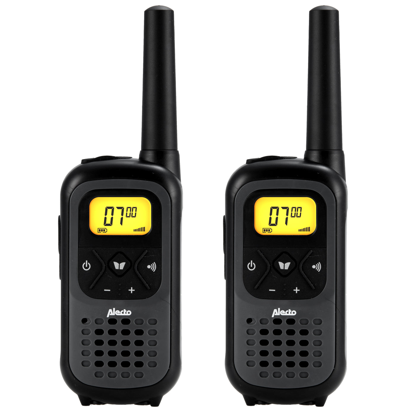 Alecto FR-200 - Set de deux talkie-walkies pour enfants - portée jusqu’à 3 kilomètres, noir/gris