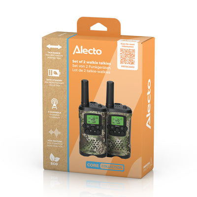 Alecto FR115CAMO - Lot de deux talkie-walkies pour enfants, Portée jusqu’à 7 kilomètres, camouflage
