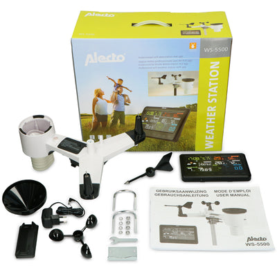 Alecto WS-5500 - Station météo professionnelle 8 en 1 avec Wi-fi, app et capteur extérieur sans fil , noir