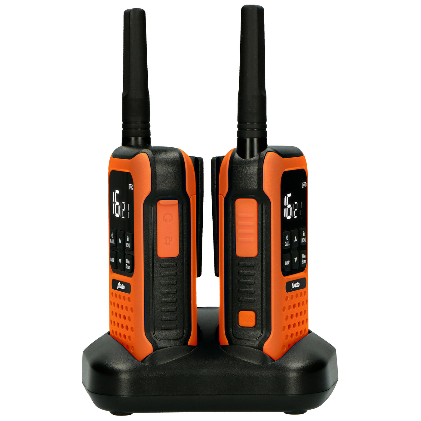 Alecto FR300OE - Paire de talkies-walkies anti-chocs, portée jusqu’à 10 kilomètres - Orange/Noir