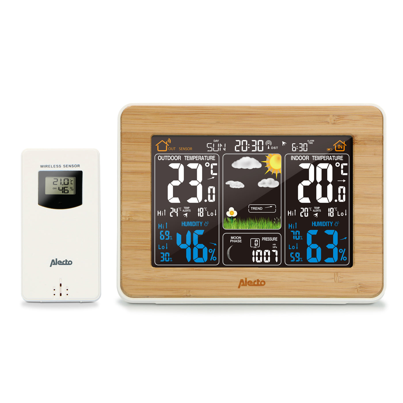 Alecto WS-1560 - Station météo avec capteur extérieur sans fil, bambou