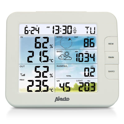 Alecto WS5400 - Station météo professionnelle 8 en 1 avec Wi-fi, app et capteur extérieur sans fil , blanc