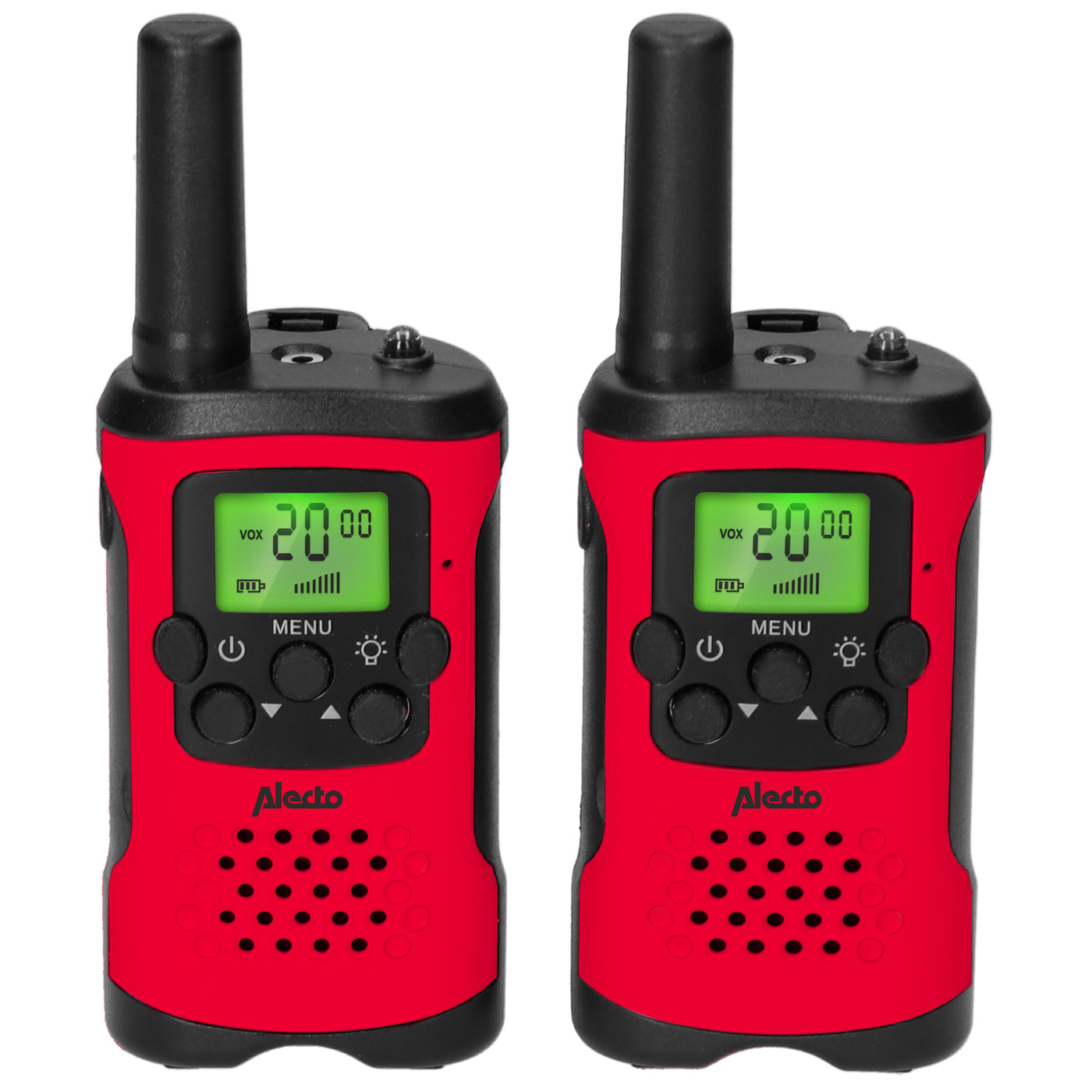 Alecto FR115RD - Lot de deux talkie-walkies pour enfants, Portée jusqu’à 7 kilomètres, rouge/noir