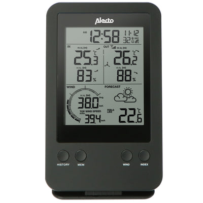 Alecto WS-3400 - Station météo professionnelle avec capteur extérieur sans fil, noir