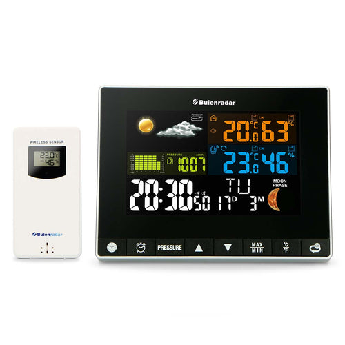 Buienradar BR700 - 3 en 1 Station météo avec capteur extérieur sans fil, noir