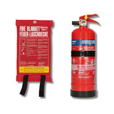 Alecto SB11 + BP-1 - Kit de sécurité incendie - Couverture anti-feu SB11 (100 x 100 cm) + Extincteur à poudre BP-1 (1 kg)
