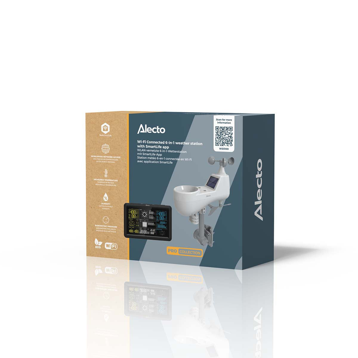 Alecto WS5100 - Professioneel 6-in-1 Wi-Fi weerstation met gratis SmartLife App