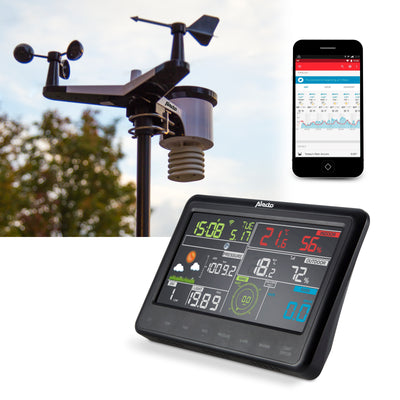 Alecto WS-5500 - Station météo professionnelle 8 en 1 avec Wi-fi, app et capteur extérieur sans fil , noir