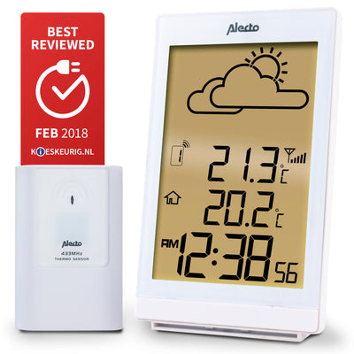 Alecto WS-2200WT - Station météo avec capteur extérieur sans fil, blanc