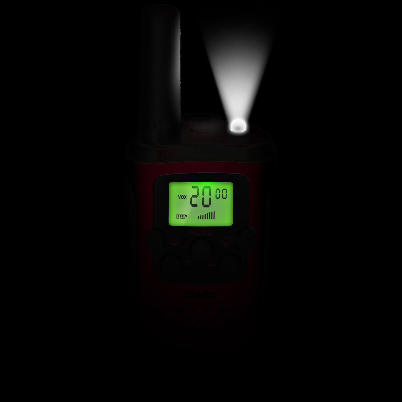 Alecto FR115RD - Lot de deux talkie-walkies pour enfants, Portée jusqu’à 7 kilomètres, rouge/noir