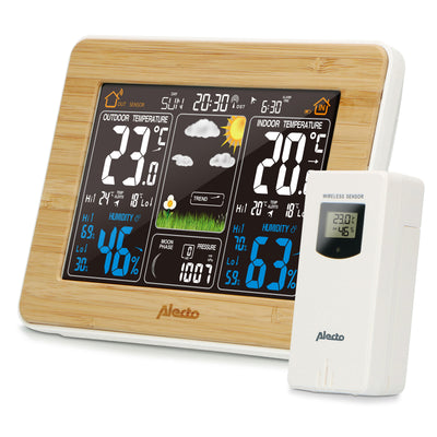 Alecto WS-1560 - Station météo avec capteur extérieur sans fil, bambou