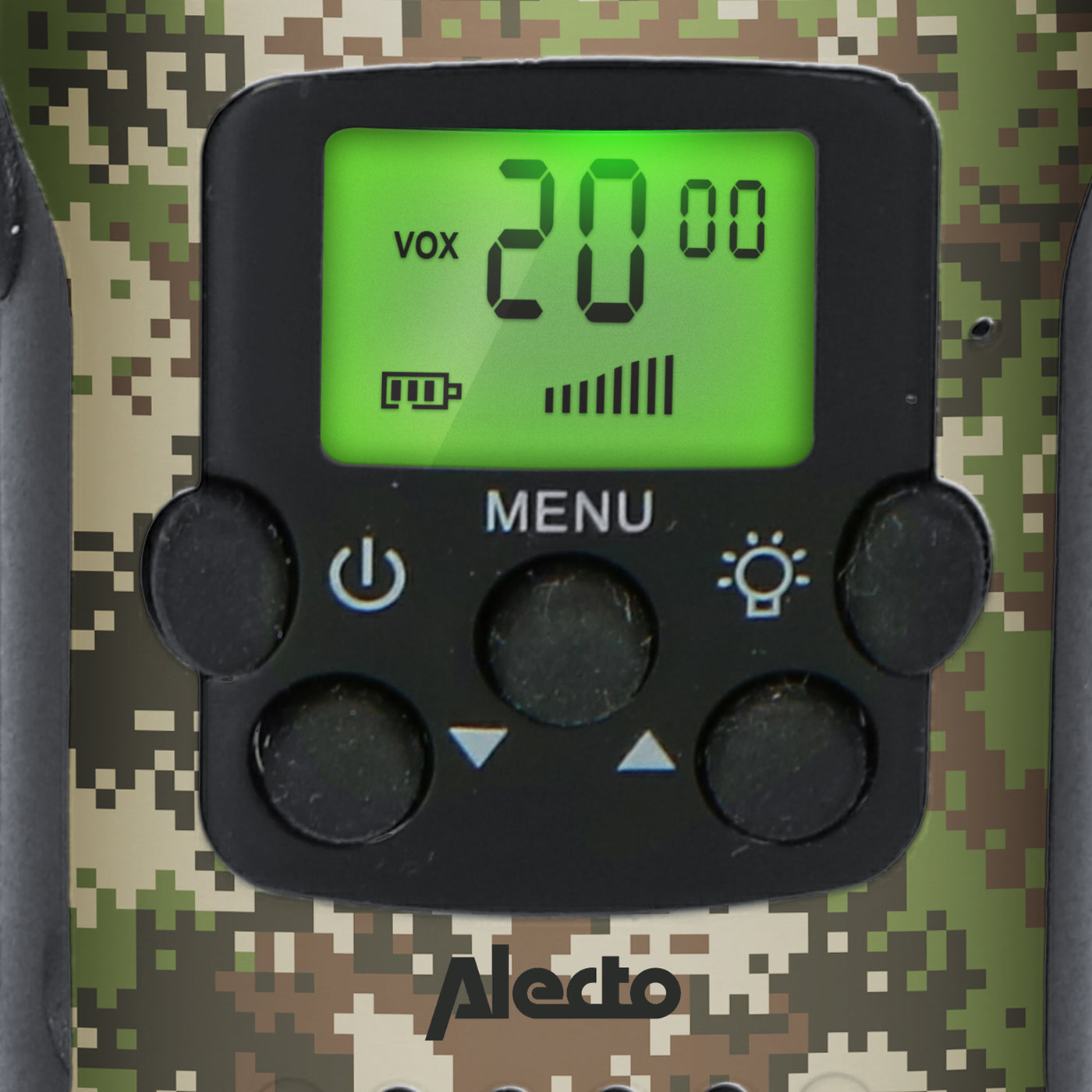 Alecto FR115CAMO - Lot de deux talkie-walkies pour enfants, Portée jusqu’à 7 kilomètres, camouflage
