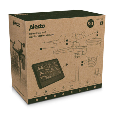 Alecto WS-5500 - Station météo professionnelle 8 en 1 avec Wi-fi, app et capteur extérieur sans fil , noir