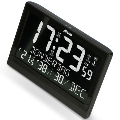 Alecto AK-70 - Grande horloge numérique avec thermomètre et hygromètre, noir