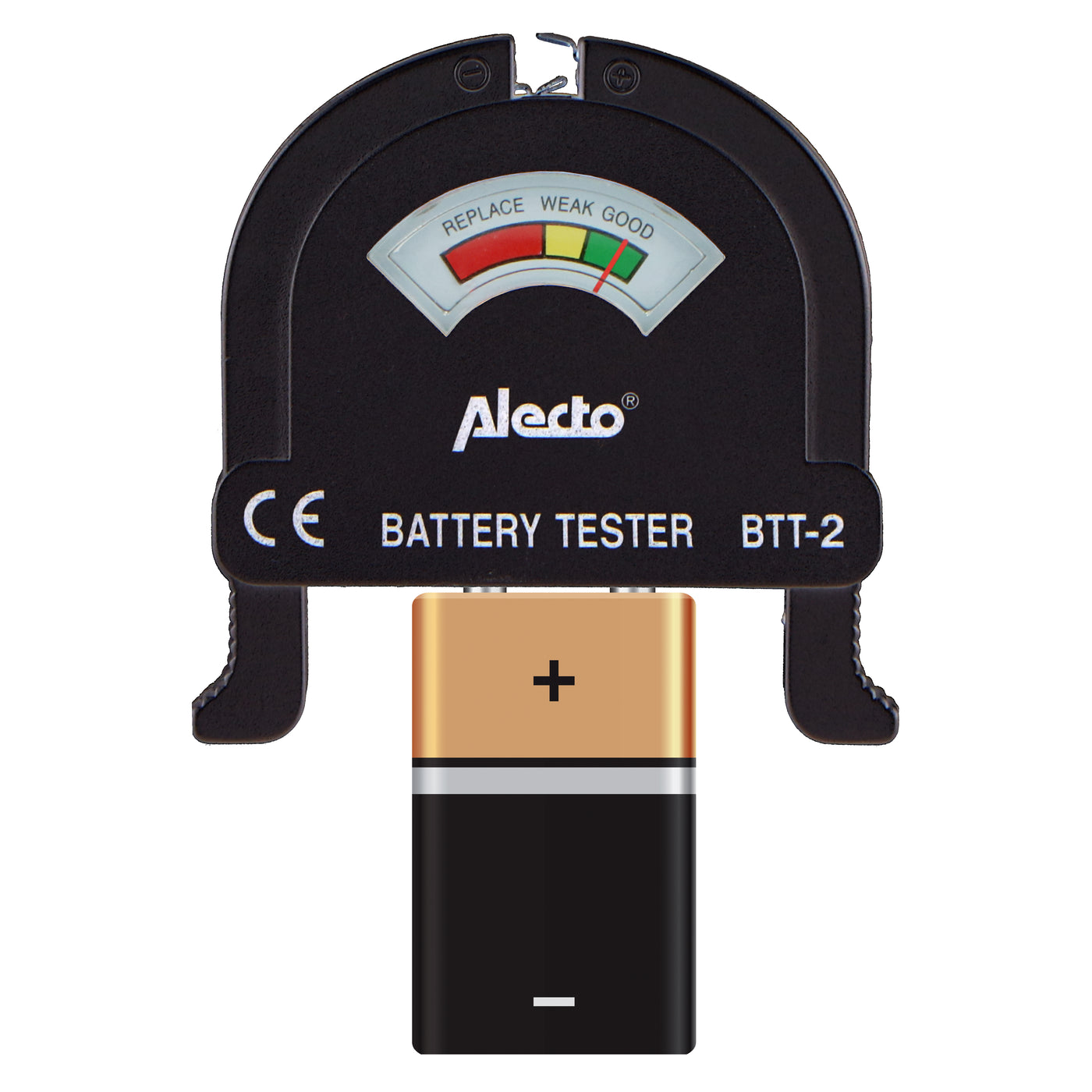 Alecto BTT-2 - Testeur de piles universel compact pour piles AA, AAA, C, D et 9V