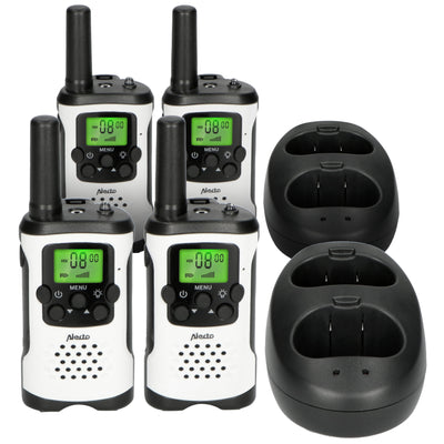 Alecto FR-175 QUADSET - Set de 4 talkie-walkies - portée jusqu’à 7 kilomètres, blanc/noir