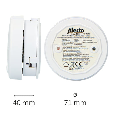 Alecto SA-100 4-PACK - Mini détecteur de fumée avec batterie de 5 ans, pack de 4