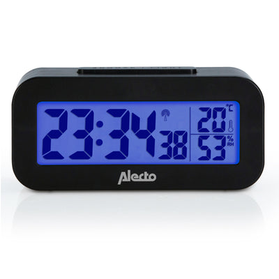 Alecto AK-30 - Réveil numérique avec thermomètre et hygromètre, noir