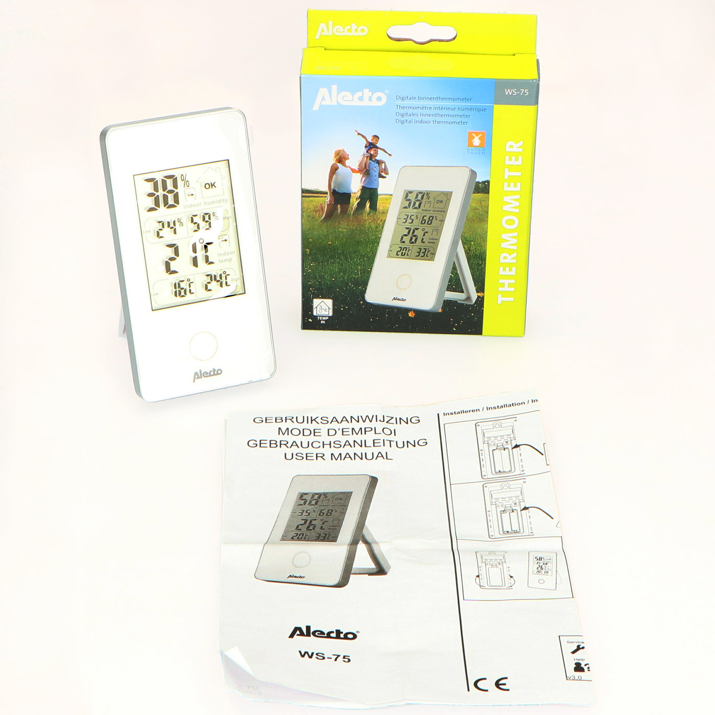 Alecto WS-75 - Thermomètre intérieur numérique, blanc